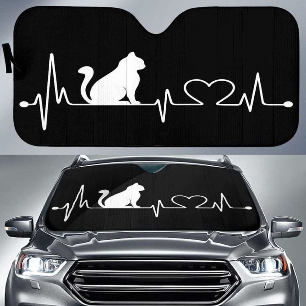 Cat Heart Beat Car Auto Sun Shades