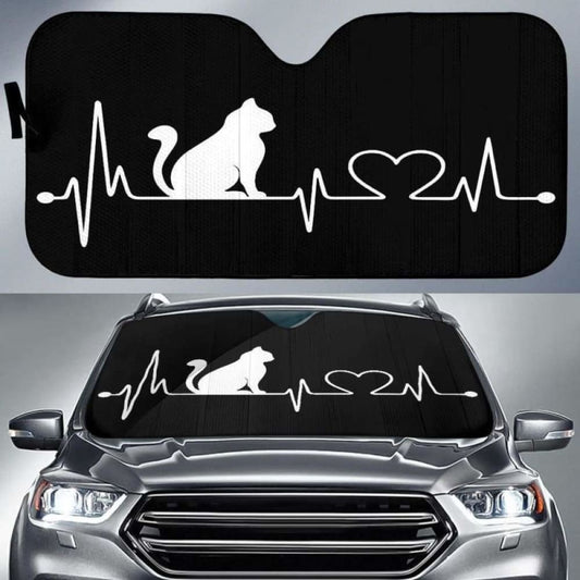 Cat Heart Beat Car Auto Sun Shades