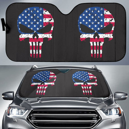 Punisher Skull American Flag Car Auto Sun Shades