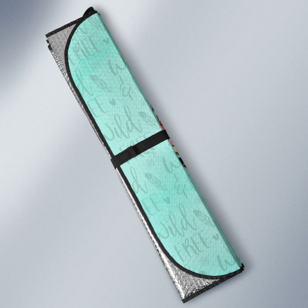 Turquoise Cow Skull Boho Wild And Free Car Auto Sun Shades
