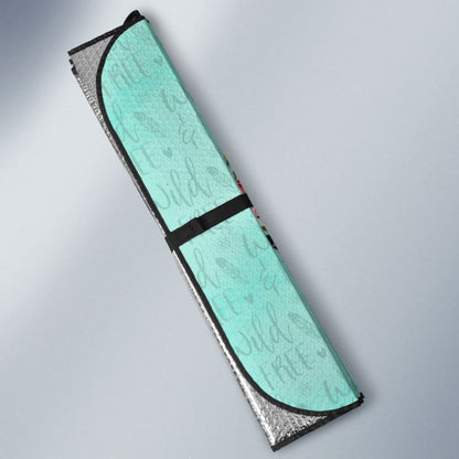 Turquoise Cow Skull Boho Wild And Free Car Auto Sun Shades