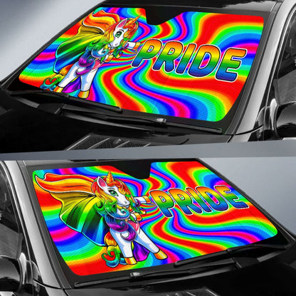 Super Gay Unicorn Rainbow LGBT Love Yourself Car Auto Sun Shades