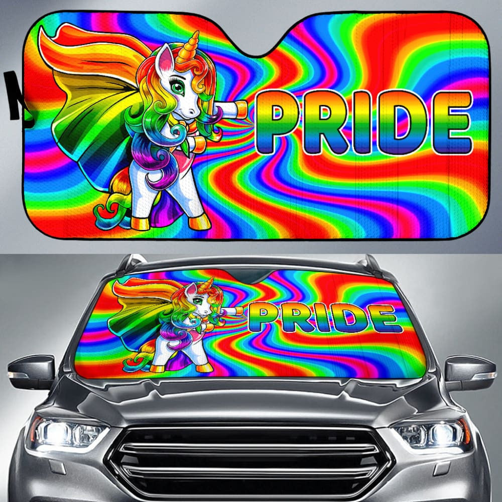 Super Gay Unicorn Rainbow LGBT Love Yourself Car Auto Sun Shades
