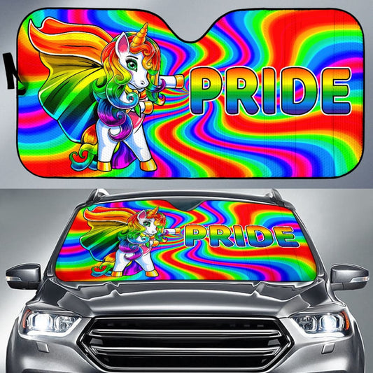 Super Gay Unicorn Rainbow LGBT Love Yourself Car Auto Sun Shades