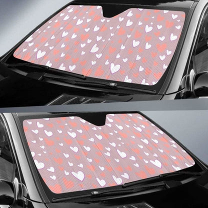 Coral White Heart Pattern Car Auto Sun Shades