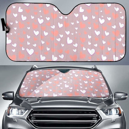 Coral White Heart Pattern Car Auto Sun Shades