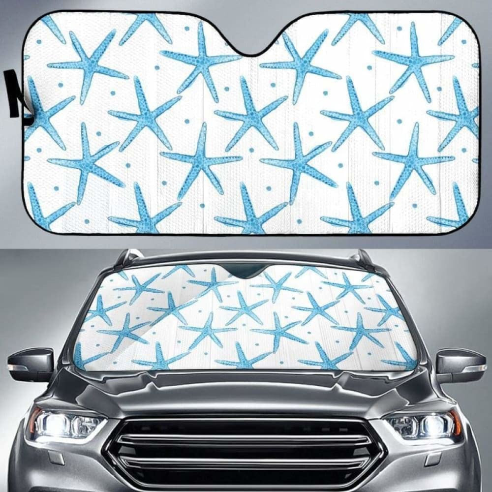 Watercolor Starfish Pattern Car Auto Sun Shades