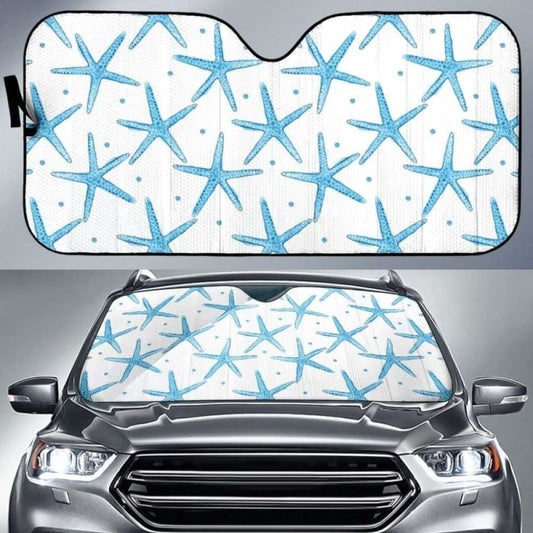 Watercolor Starfish Pattern Car Auto Sun Shades