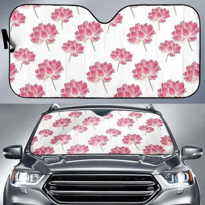 Pink Lotus Waterlily Pattern Car Auto Sun Shades