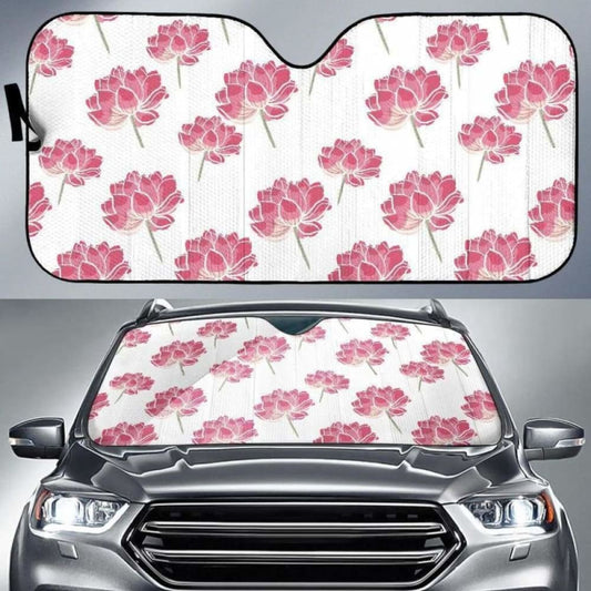Pink Lotus Waterlily Pattern Car Auto Sun Shades
