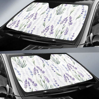 Hand Painting Watercolor Lavender Car Auto Sun Shades