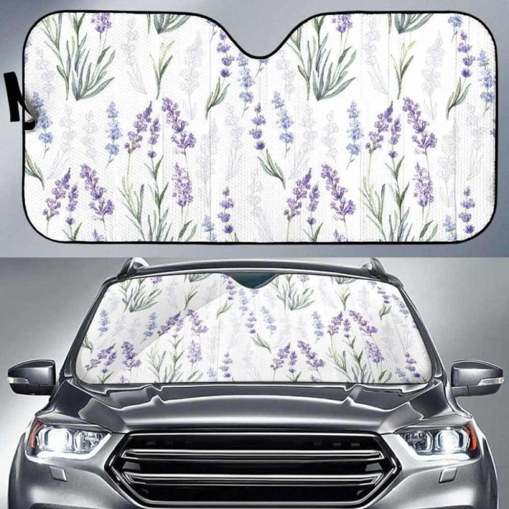 Hand Painting Watercolor Lavender Car Auto Sun Shades
