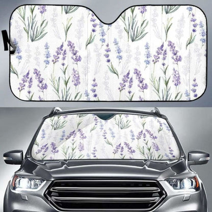 Hand Painting Watercolor Lavender Car Auto Sun Shades