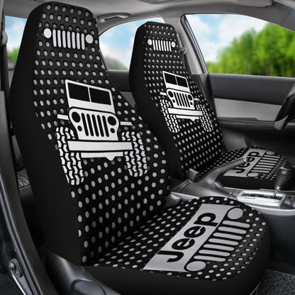 Gray White Jeep Offroad Metal Holes Printed Car Seat Covers Custom