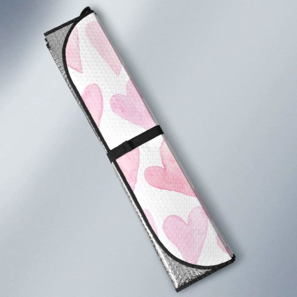 Watercolor Pink Heart Pattern Car Auto Sun Shades