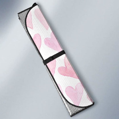 Watercolor Pink Heart Pattern Car Auto Sun Shades