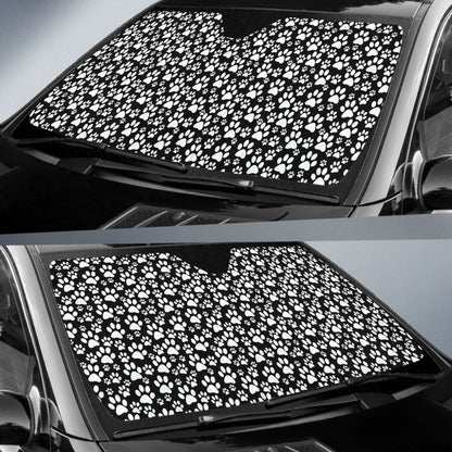 Black Themed Paw Print Car Auto Sun Shades