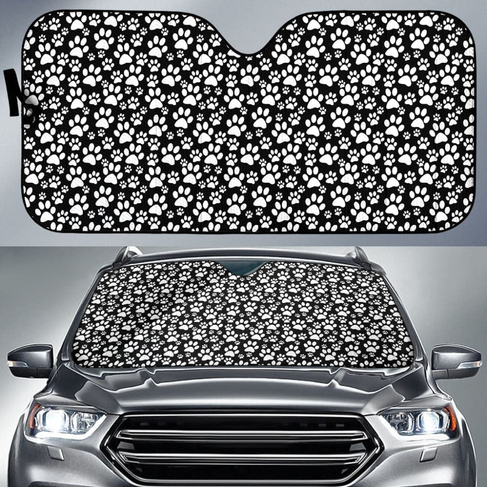 Black Themed Paw Print Car Auto Sun Shades