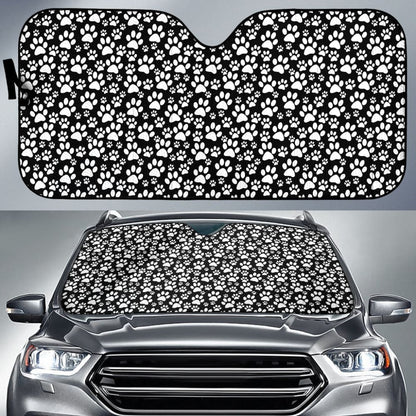 Black Themed Paw Print Car Auto Sun Shades