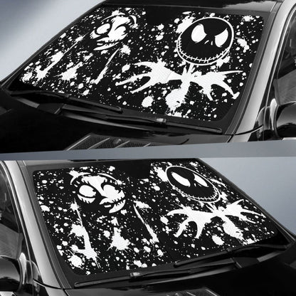 Watercolor Style Jack Skellington & Sally Car Auto Sun Shades