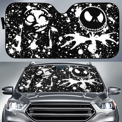 Watercolor Style Jack Skellington & Sally Car Auto Sun Shades
