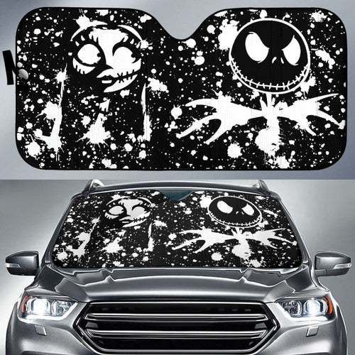 Watercolor Style Jack Skellington & Sally Car Auto Sun Shades