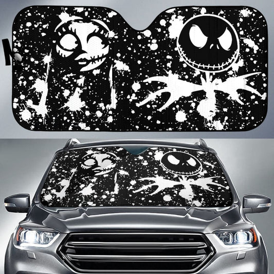 Watercolor Style Jack Skellington & Sally Car Auto Sun Shades