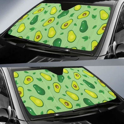 Avocado Pattern Green Background Car Auto Sun Shades
