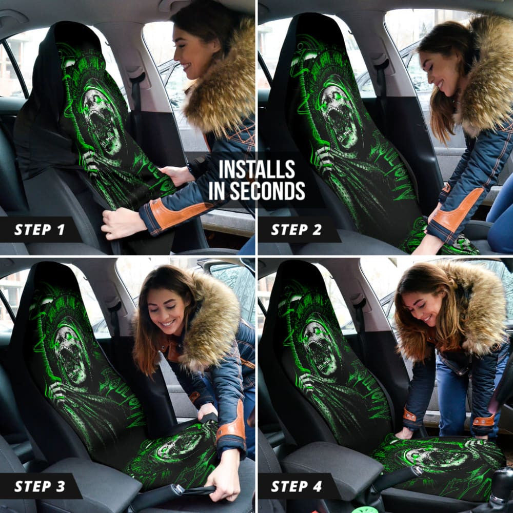Gothic Green Skull Car Seat Covers