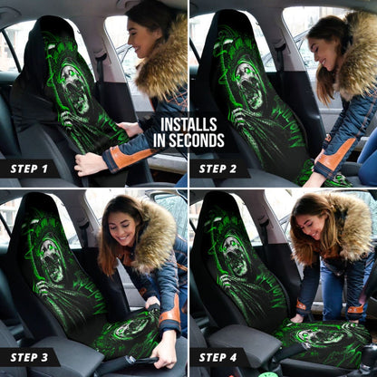 Gothic Green Skull Car Seat Covers