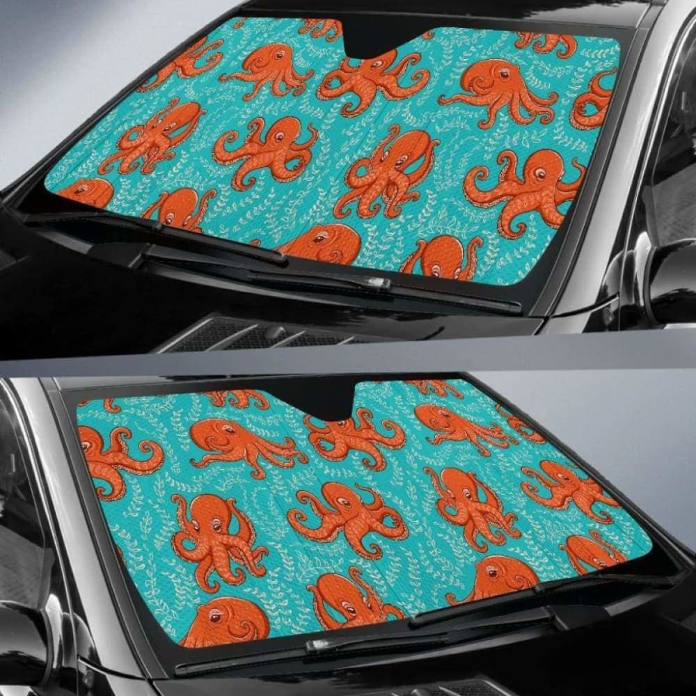 Octopus Turquoise Background Car Auto Sun Shades