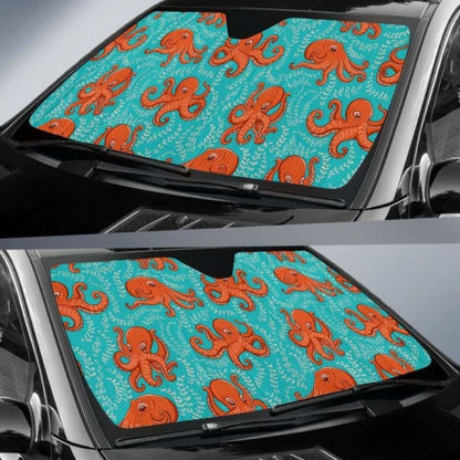 Octopus Turquoise Background Car Auto Sun Shades