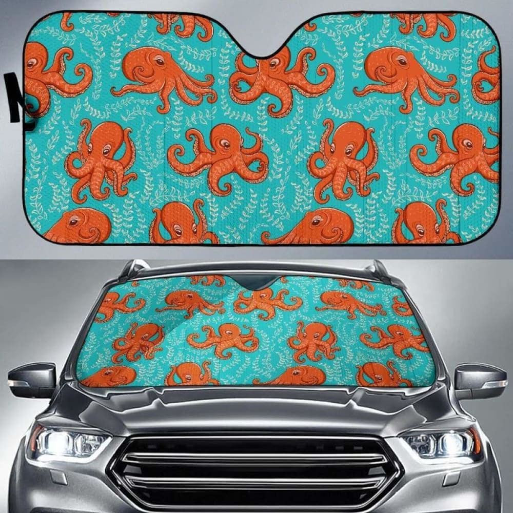 Octopus Turquoise Background Car Auto Sun Shades