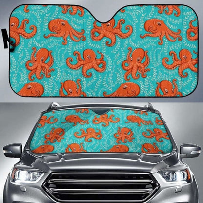 Octopus Turquoise Background Car Auto Sun Shades
