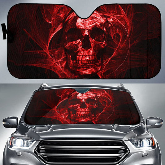 Flaming Red Fire Skull Car Auto Sun Shades