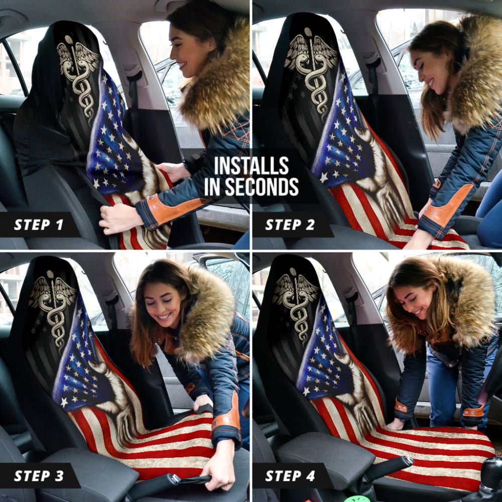 Amazing Patriot Nurse American Flag Car Seat Covers