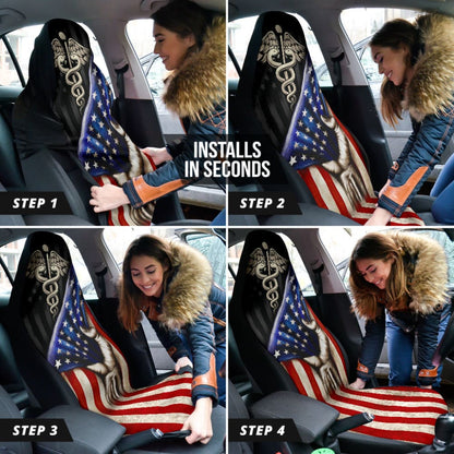 Amazing Patriot Nurse American Flag Car Seat Covers
