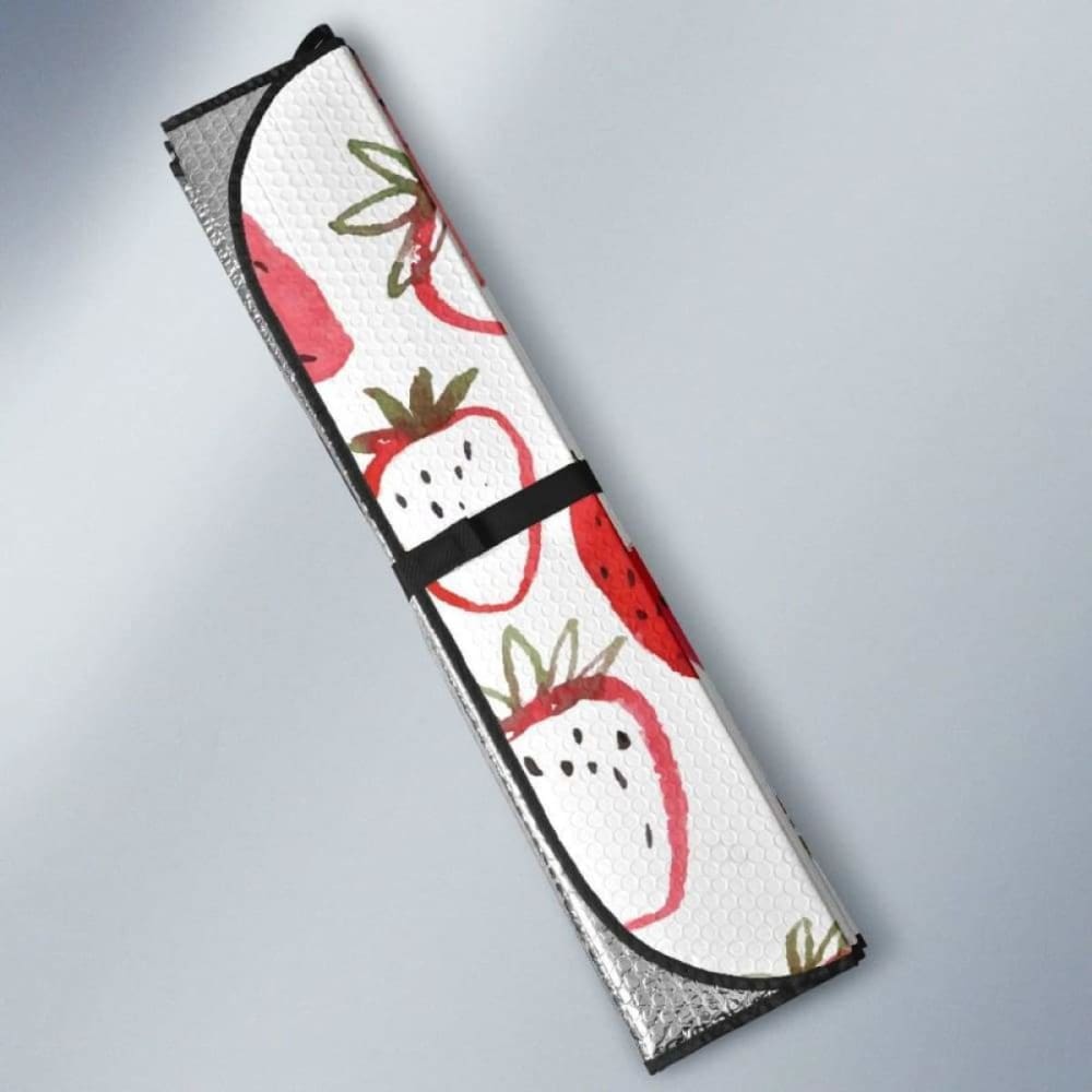 Watercolor Hand Drawn Beautiful Strawberry Pattern Car Auto Sun Shades