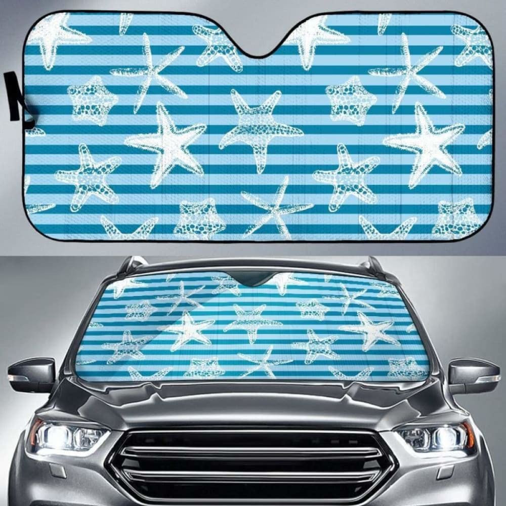 Starfish Blue Blackground Car Auto Sun Shades
