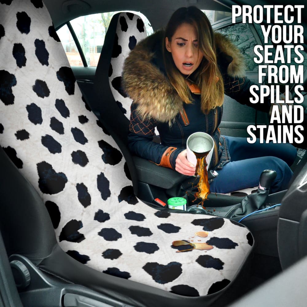 Amazing Best Gift Black And Blue Cowhide Print Car Seat Covers