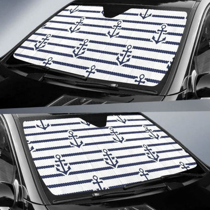 Anchor Rope Nautical  Pattern Car Auto Sun Shades