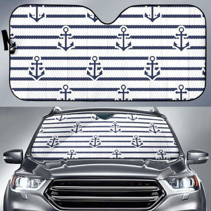 Anchor Rope Nautical  Pattern Car Auto Sun Shades
