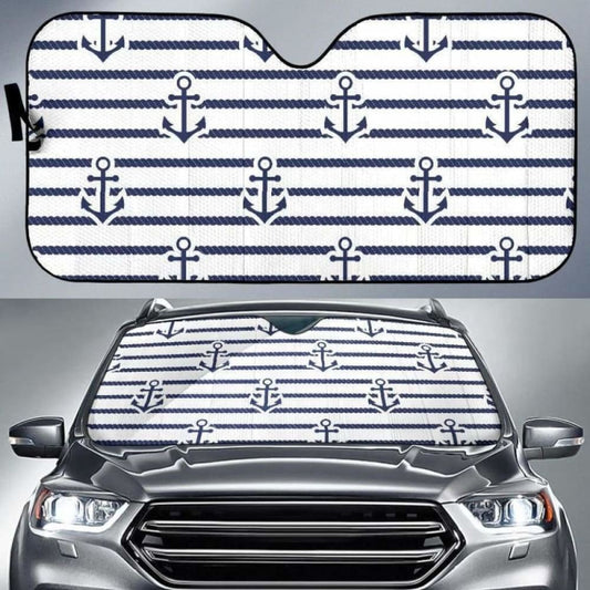 Anchor Rope Nautical  Pattern Car Auto Sun Shades
