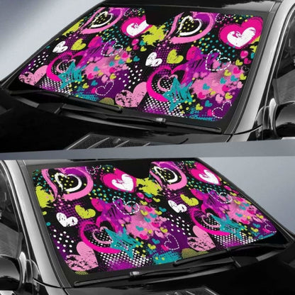 Heart Dot Wave Star Creative Design Pattern Car Auto Sun Shades