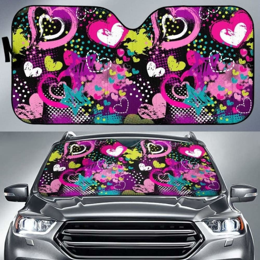 Heart Dot Wave Star Creative Design Pattern Car Auto Sun Shades