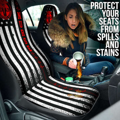 Nurse Custom American Flag Car Accessories Car Seat Covers
