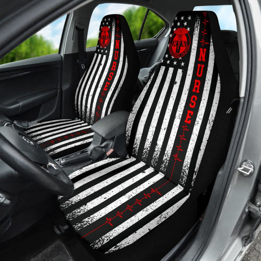 Nurse Custom American Flag Car Accessories Car Seat Covers