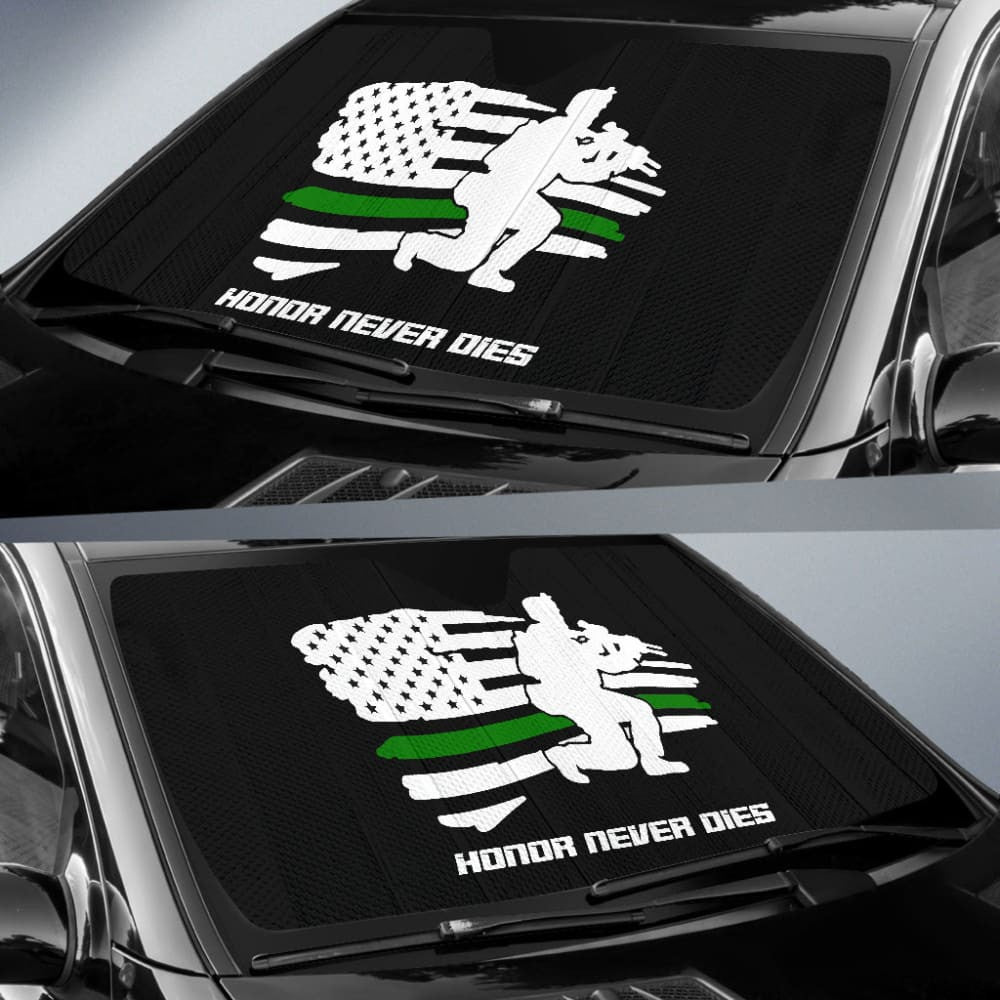 Military Green Thin Line American Flag Car Auto Sun Shades