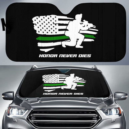 Military Green Thin Line American Flag Car Auto Sun Shades