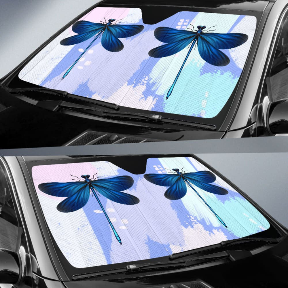 Blue Dragonfly Watercolor Car Auto Sun Shades